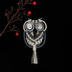 macramé マクラメ編みアクセサリー フクロウ