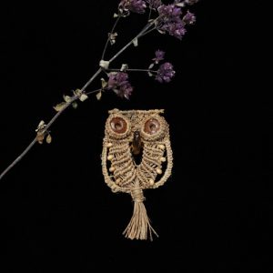 マクラメ編みアクセサリー フクロウ しな糸