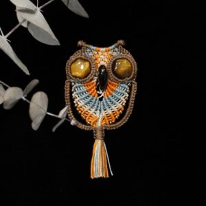 macramé マクラメ編みアクセサリー フクロウ