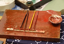 県伝展_新潟仏壇_蒔絵師の道具